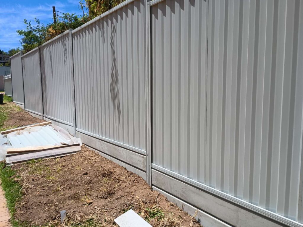 concrete sleeper colorbond fence